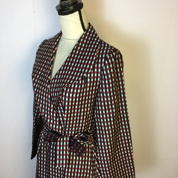 Claudette Italy Maxi Wrap Dress IT44 US8 UK12 Womans Red Blue Plaid Feminine Vtg - Picture 4 of 16